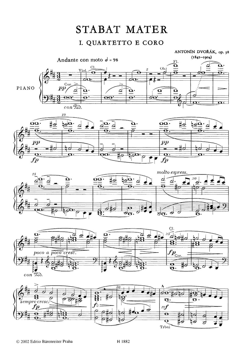 Stabat Mater op. 58 (Version in 10 movements) （ヴォーカル・スコア）