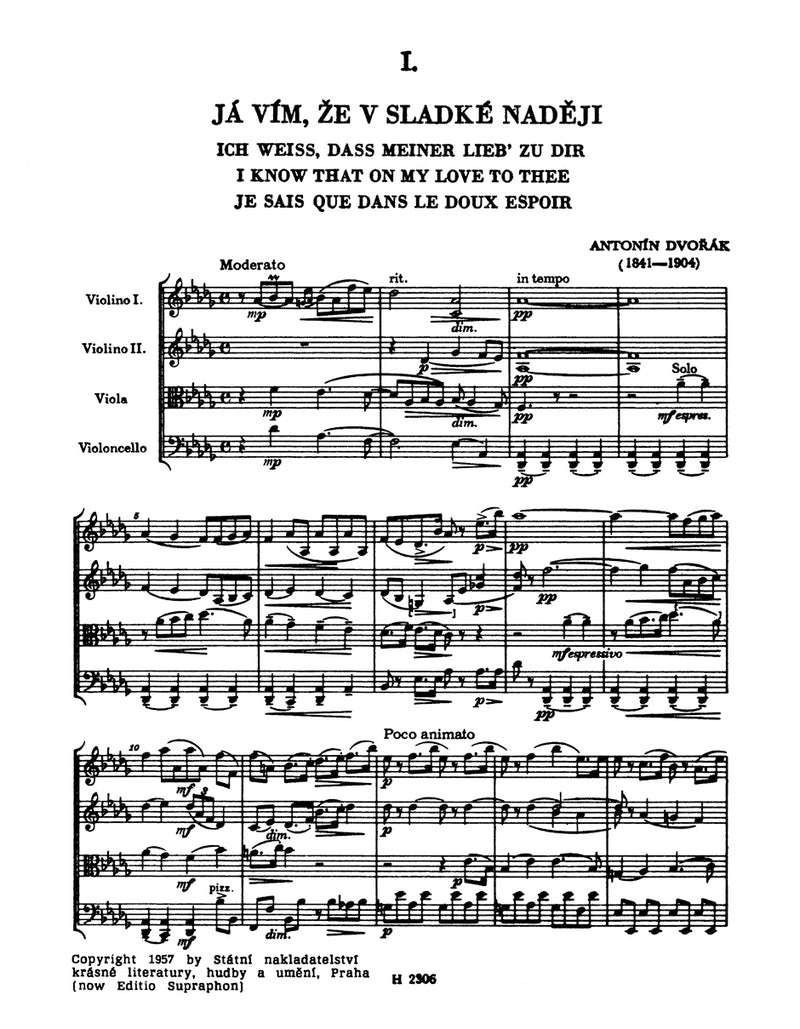 Cypriše (Cypresses), arr. String Quartet（ポケットスコア）