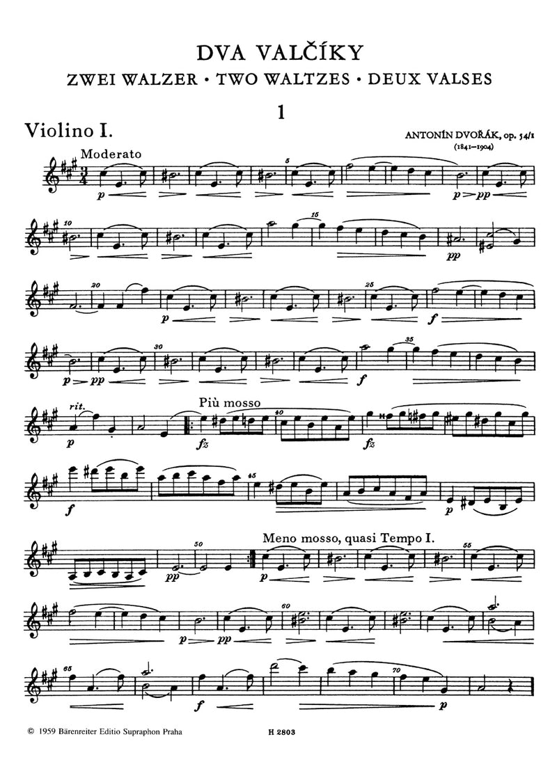 Two Waltzes, Nr. 1, 4 op. 54, arr. String Quartet [set of parts]