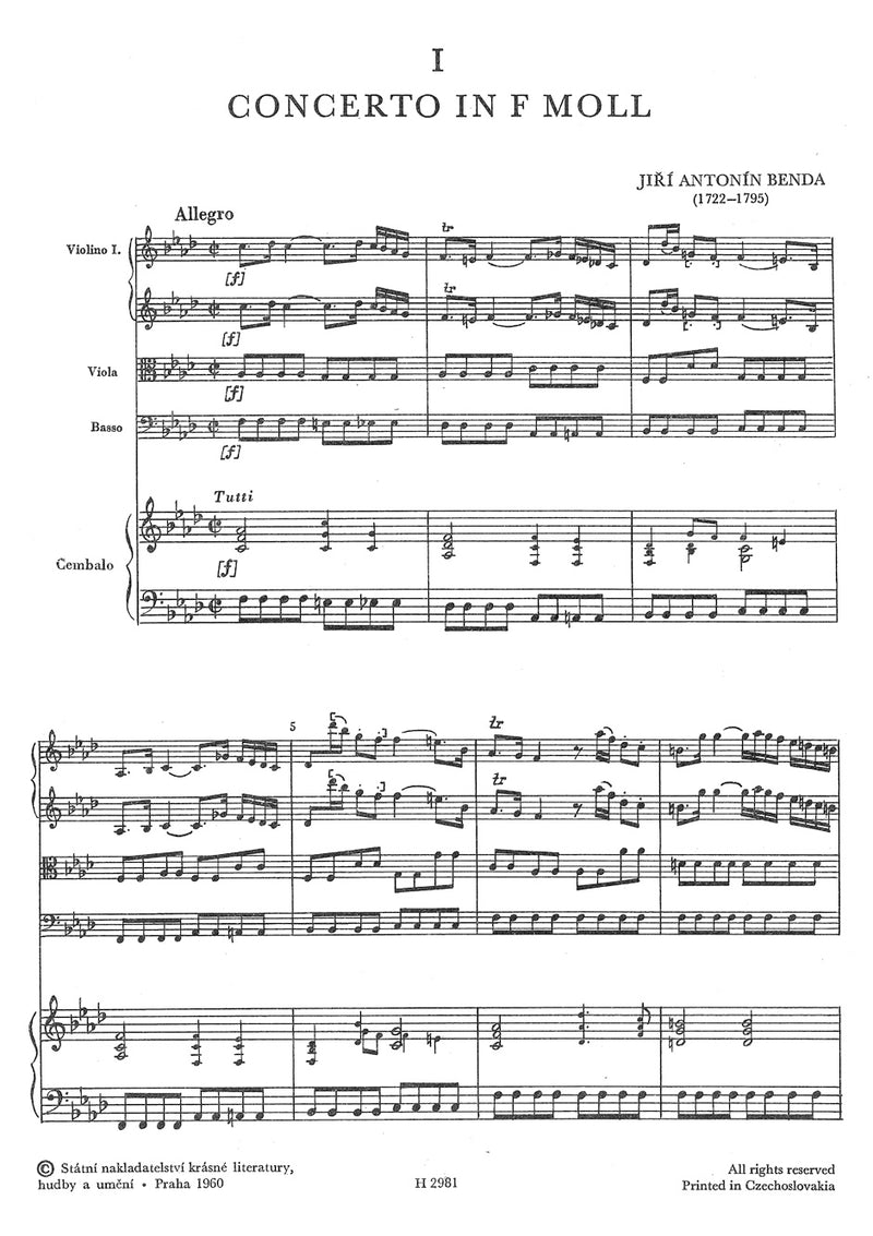 Tre concerti per cembalo f-Moll, h-Moll, G-Dur