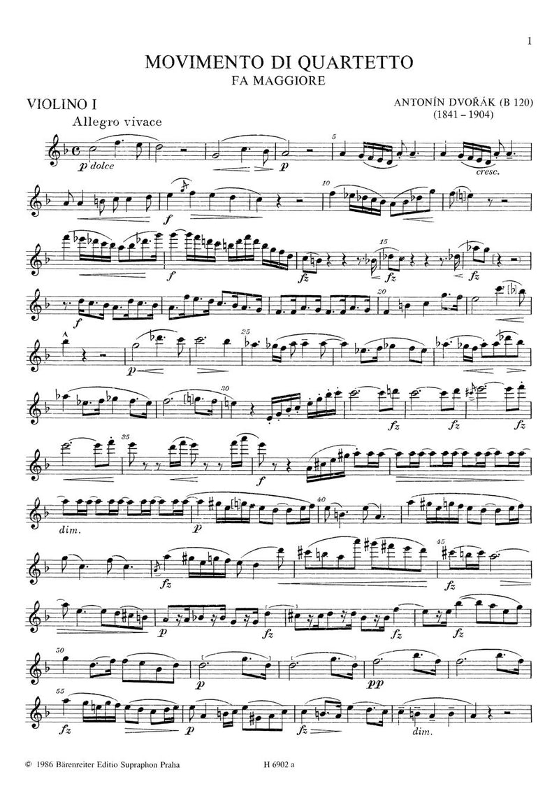 Quartet Movement in F major [set of parts]