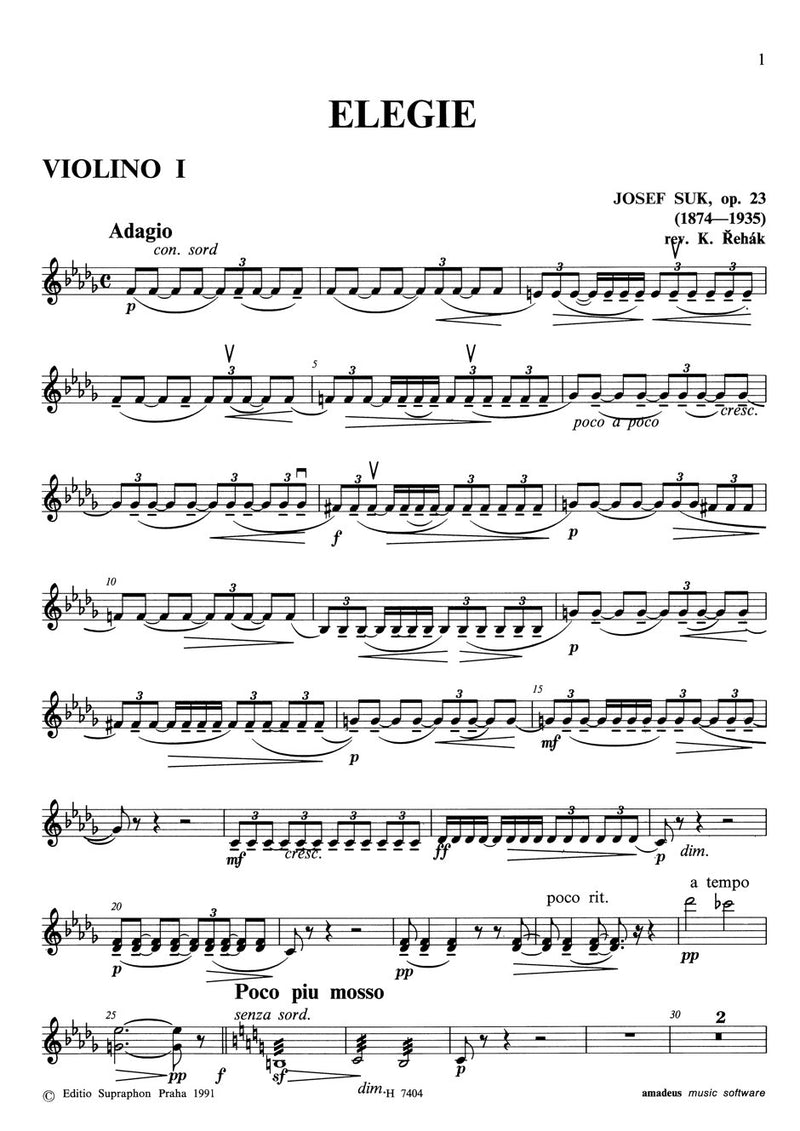 Elegie op. 23 [Performance score, set of parts]
