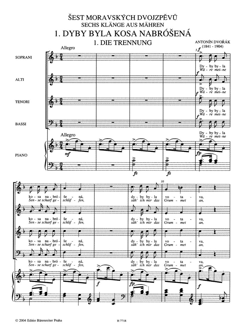 Six Moravian Duets [choral/performance score]