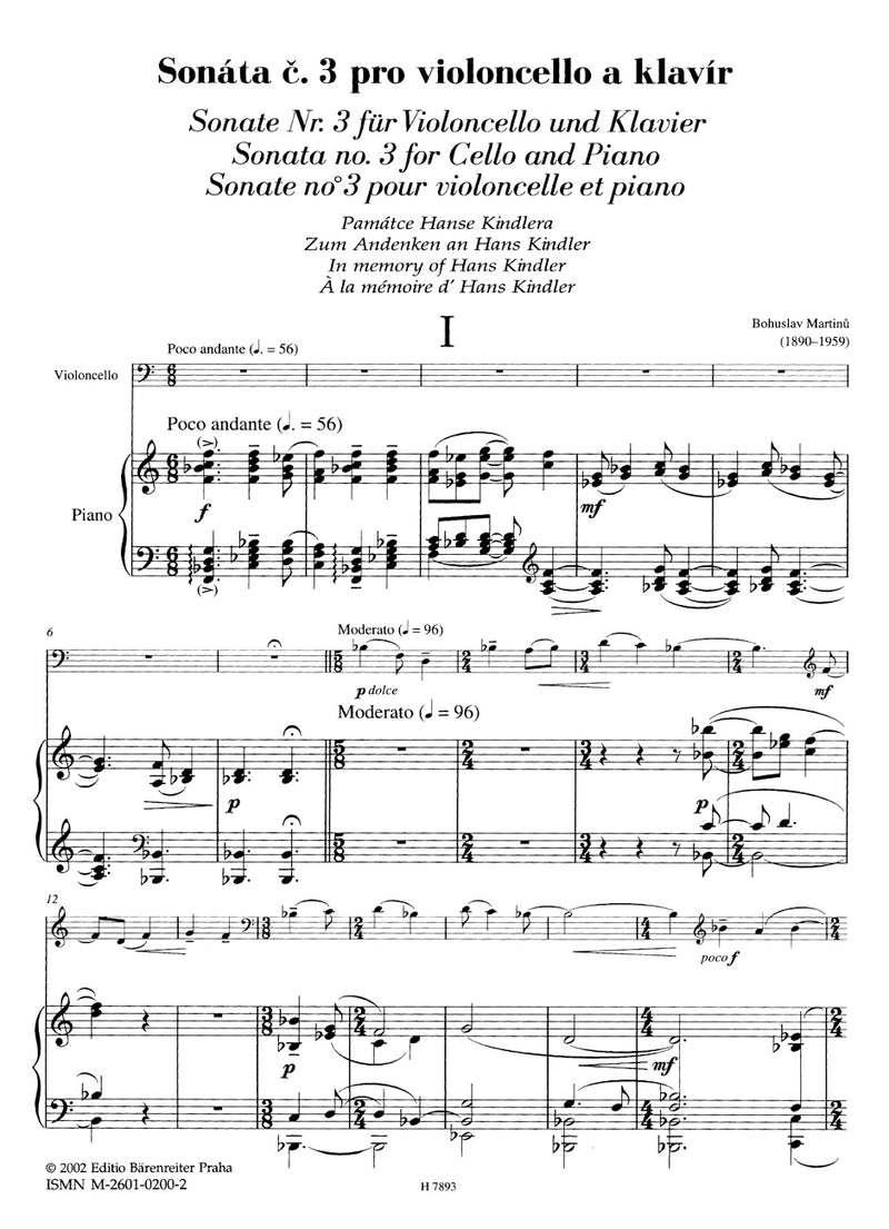 Sonata for Violoncello and Piano Nr. 3