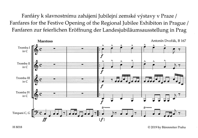 Fanfares for the Festive Opening of the Regional Jubilee Exhibition in Prague B 167 [Wind Score, Set of parts]