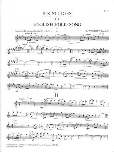 Six Studies in English Folk Song (E flat Saxophone part)