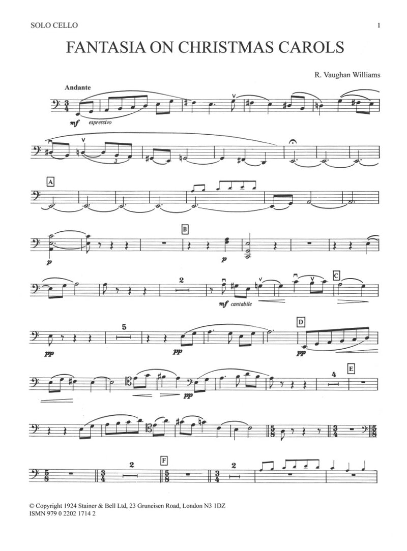 Fantasia on Christmas Carols (Solo cello part)