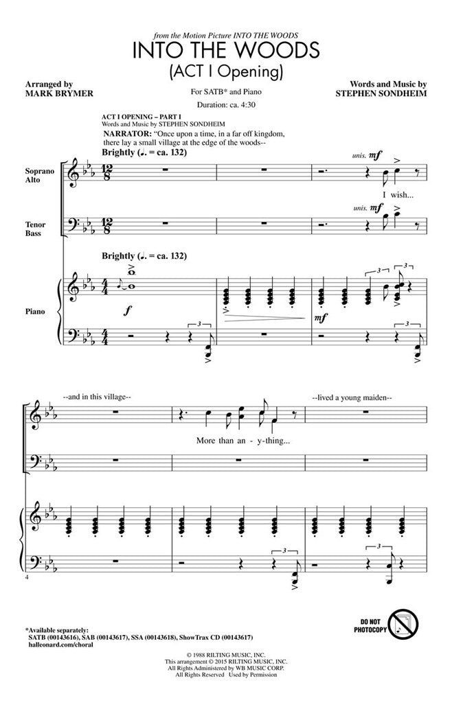 Into The Woods - Act I Opening (SATB)