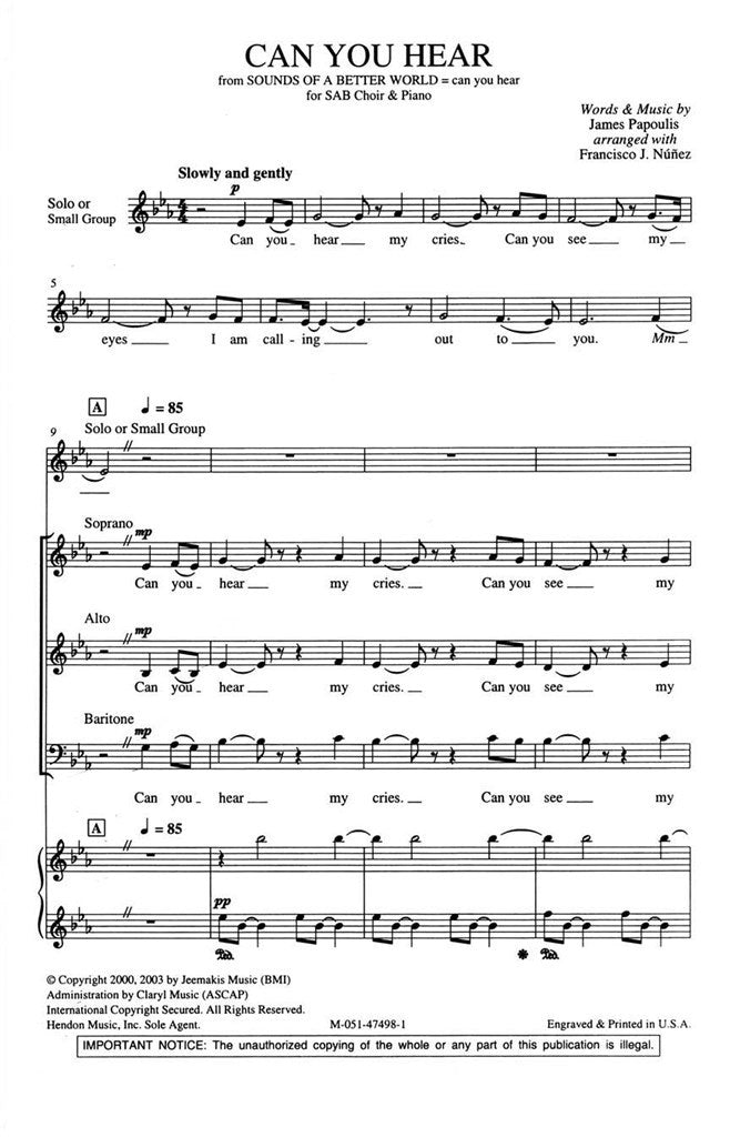Can You Hear (Choral Score)