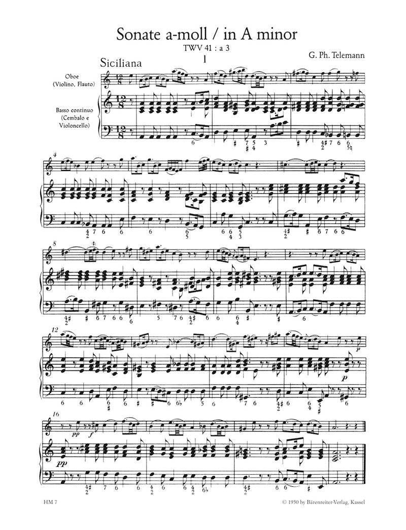 Sonatas and Pieces for one Melodic Instrument (Violin, Flute, Oboe) and Basso continuo (from "Der getreue Musikmeister") [score, part(s)]