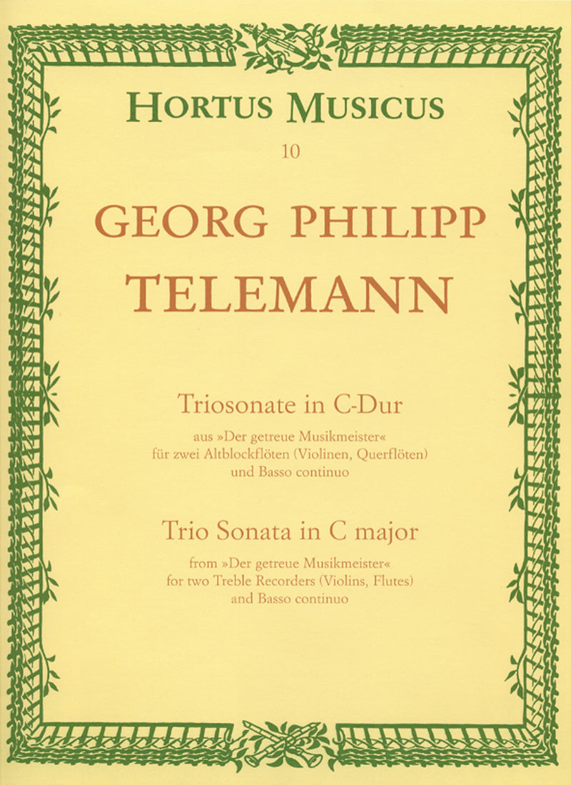 Triosonate für zwei Altblockföten (Violinen, Querflöten) und Basso continuo C-Dur (aus "Der getreue Musikmeister")