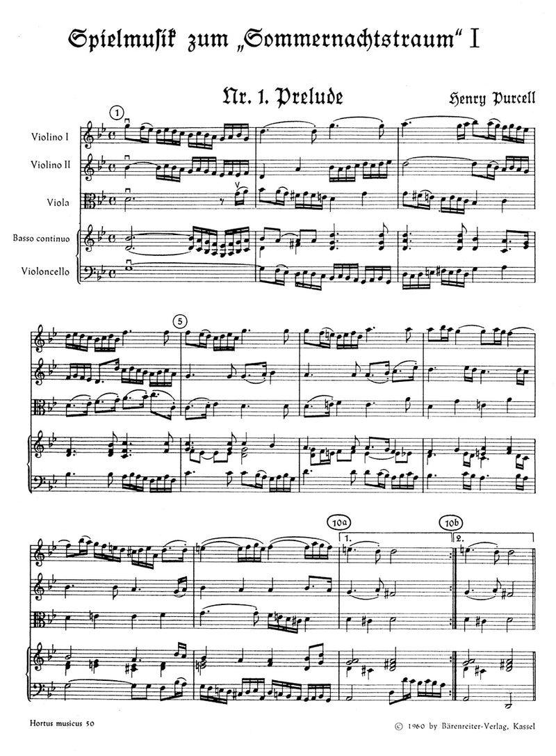 Spielmusik zum Sommernachtstraum, vol. 1 [score]
