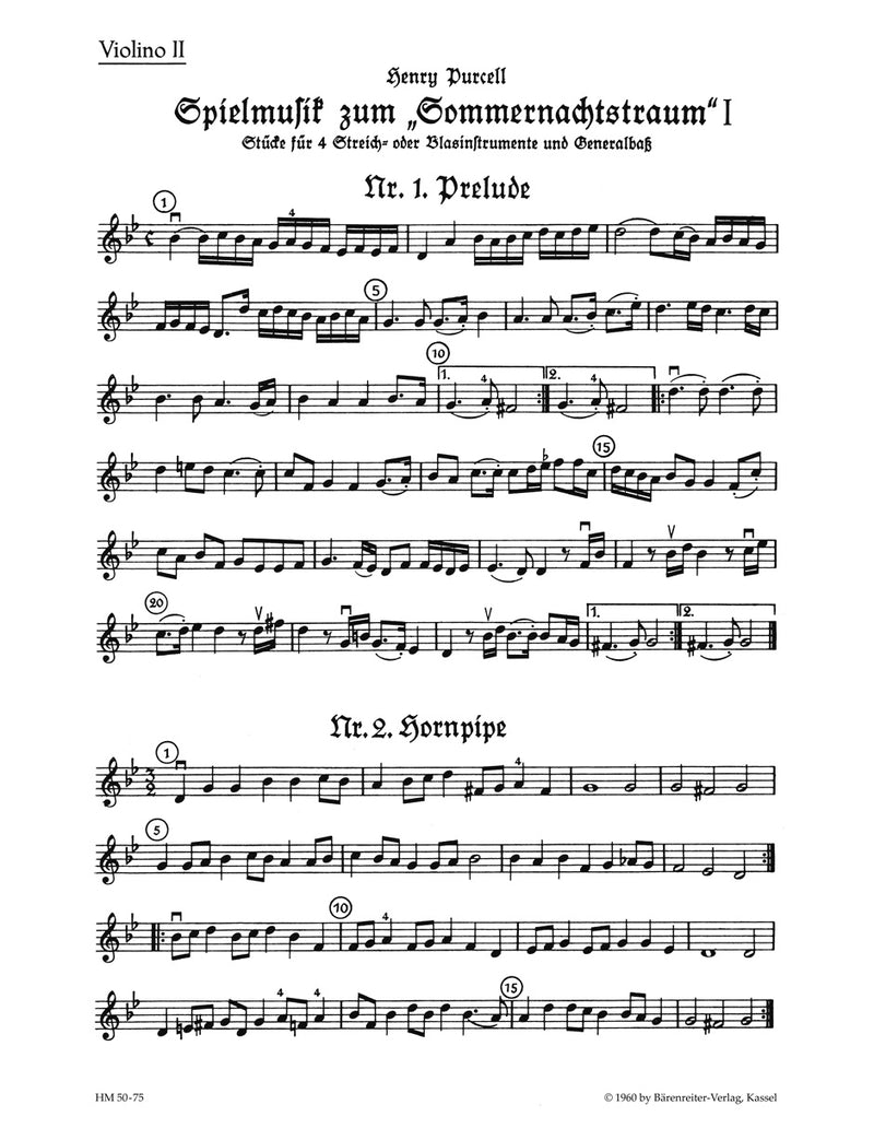 Spielmusik zum Sommernachtstraum, vol. 1 [violin 2 part]