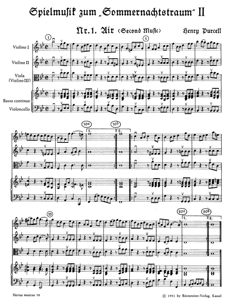 Spielmusik zum Sommernachtstraum, vol. 2 [score]