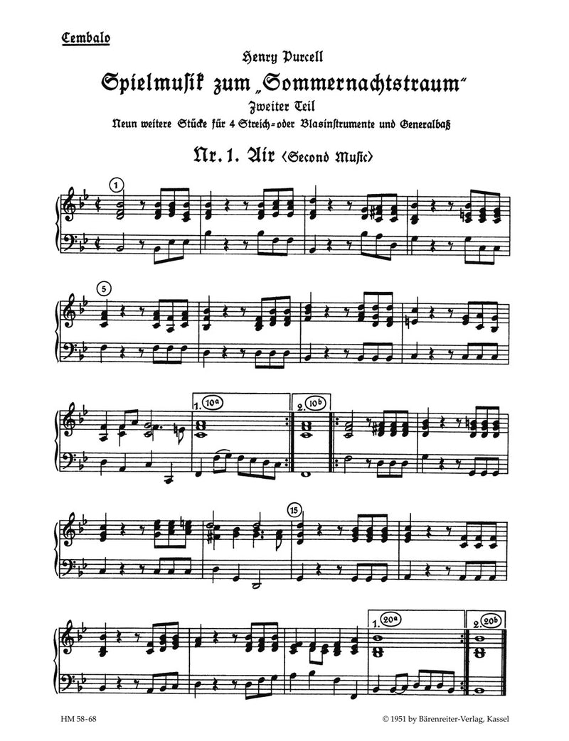 Spielmusik zum Sommernachtstraum, vol. 2 [harpsichord part]