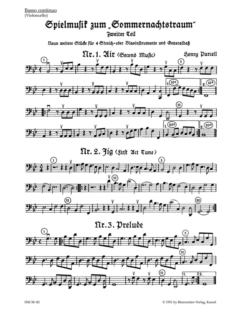 Spielmusik zum Sommernachtstraum, vol. 2 [cello/double bass part]