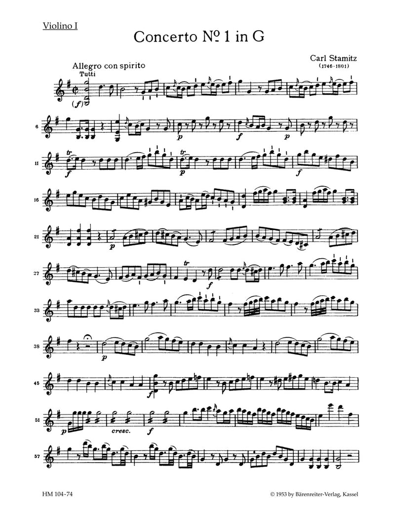 Konzert für Violoncello und Orchester Nr. 1 G-Dur [violin 1 part]