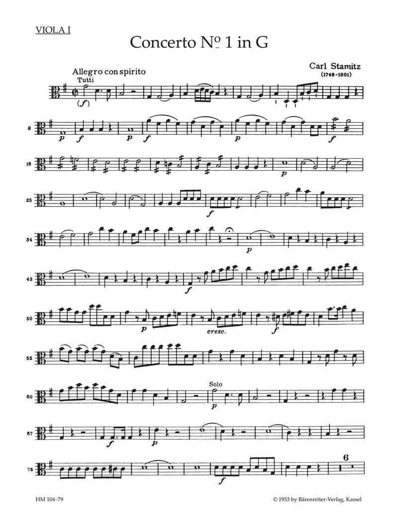 Konzert für Violoncello und Orchester Nr. 1 G-Dur [viola1 part]