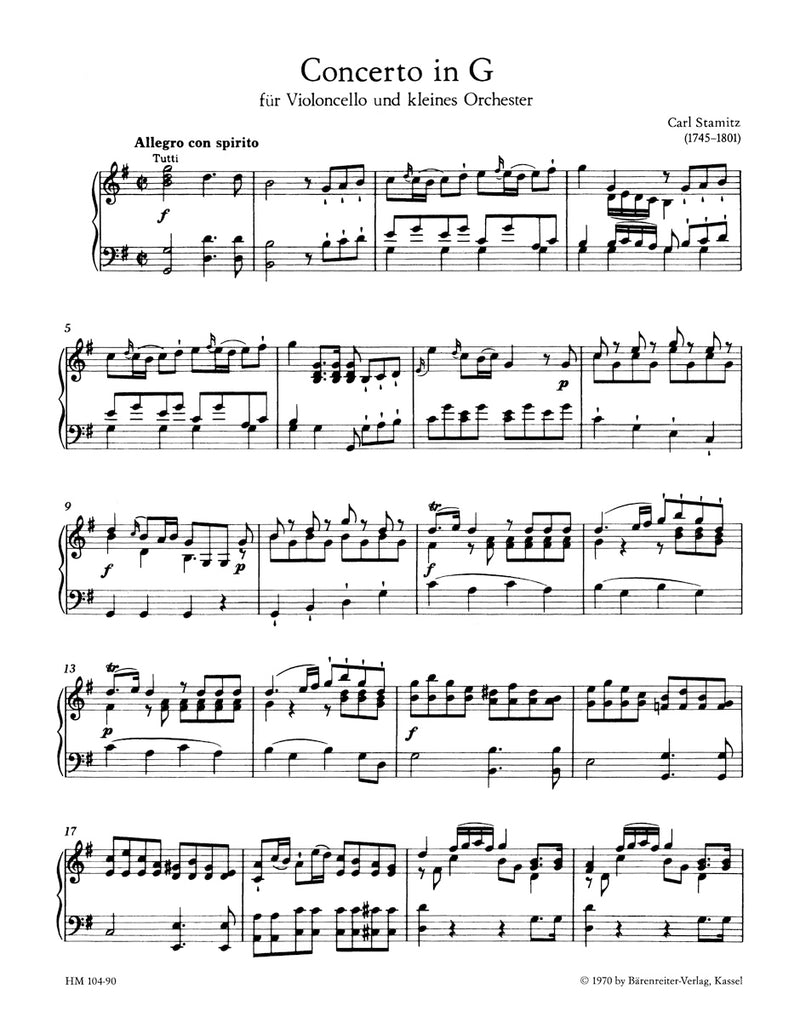 Konzert für Violoncello und Orchester Nr. 1 G-Dur（ピアノ・リダクション）
