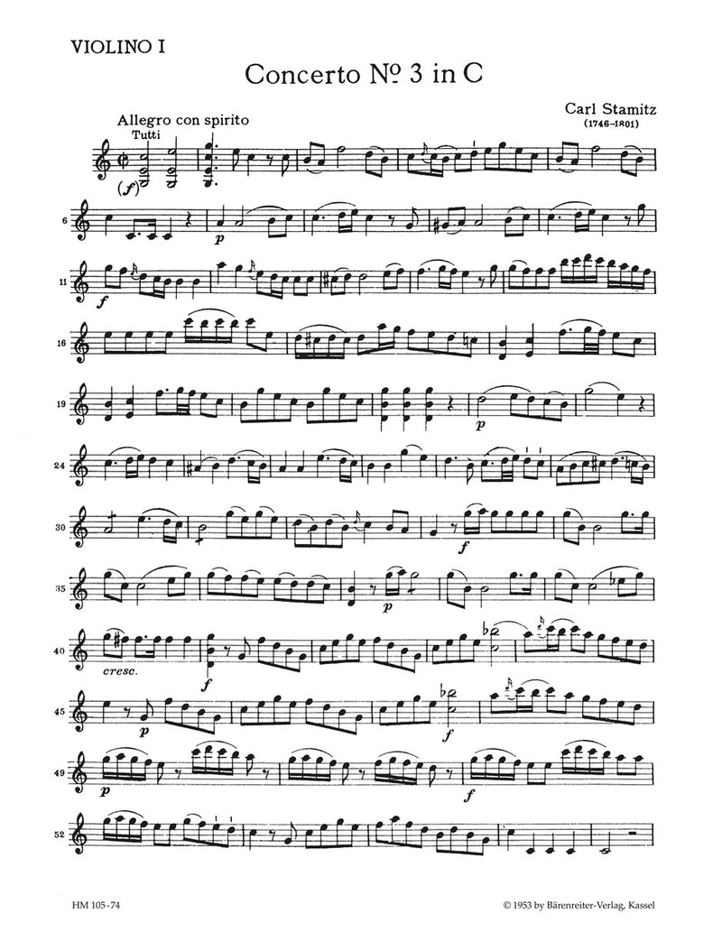 Konzert für Violoncello und Orchester Nr. 3 C-Dur [violin 1 part]