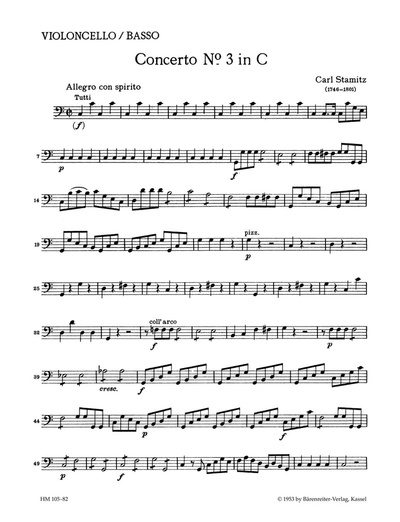 Konzert für Violoncello und Orchester Nr. 3 C-Dur [cello part]