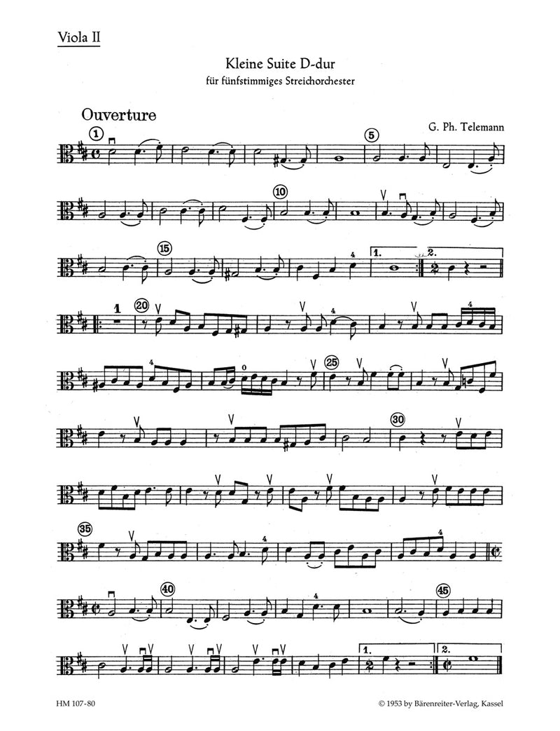 Kleine Suite für Streicher und Basso continuo D-Dur [viola2 part]