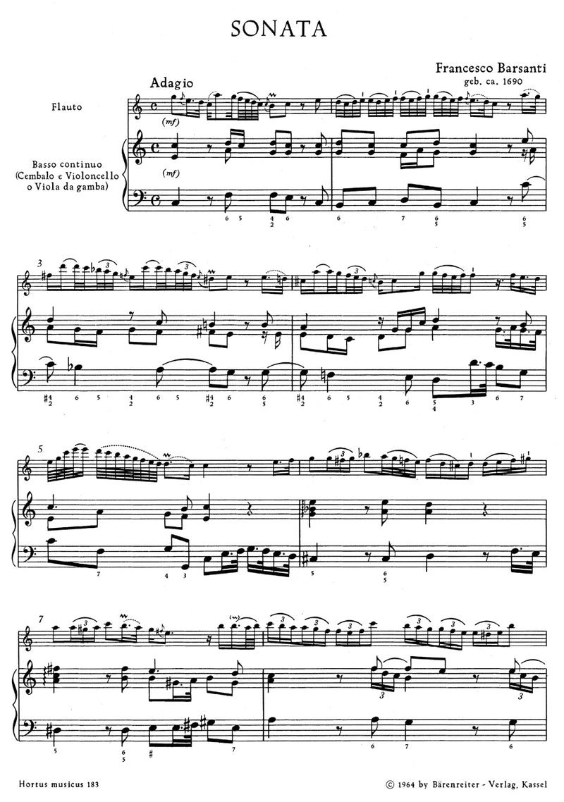 Sonata for Treble Recorder or Flute and Basso continuo C major