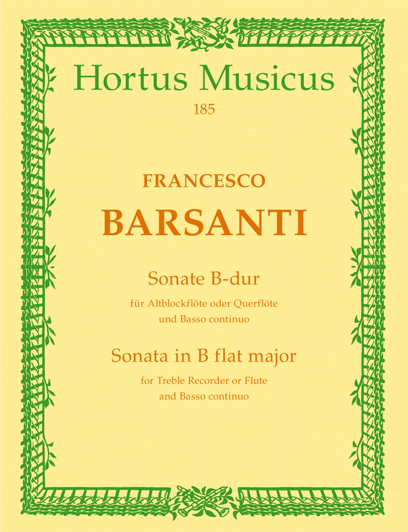 Sonate für Altblockflöte (Flöte) und Basso continuo B-Dur op. 1/6