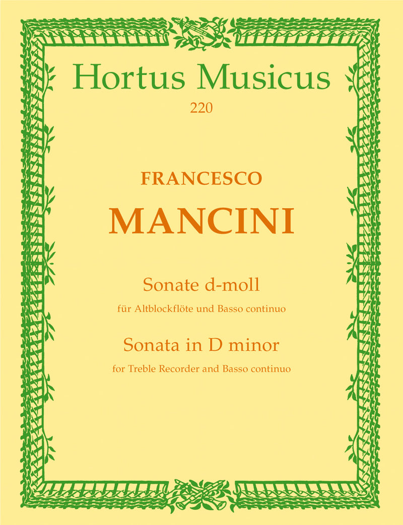 Sonate für Altblockflöte und Basso continuo d-Moll