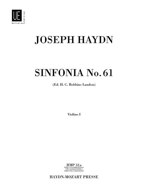 Sinfonia Nr. 61 Hob. I:61 (Violin 1 part)