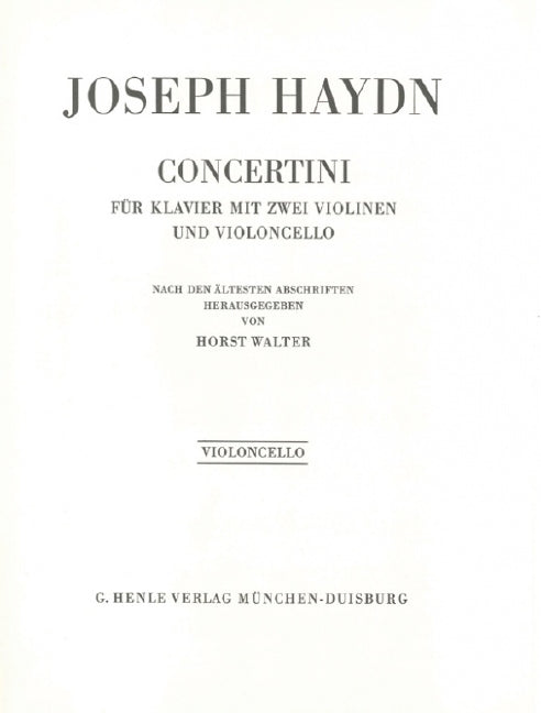 Concertini for Piano (Harpsichord) with two Violins and Violoncello [Violoncello part]