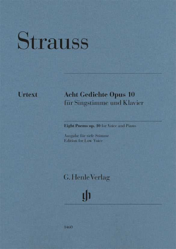 Acht Gedichte  = Eight Poems, op. 10 (Low Voice and Piano)