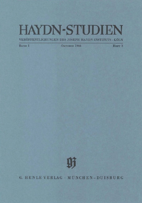 Haydn-Studien, vol. 1, no. 3 (October 1966)