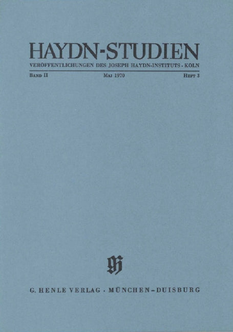 Haydn-Studien, vol. 2, no. 3 (May 1970)