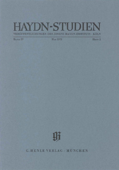 Haydn-Studien, vol. 4, no. 2 (May 1978)