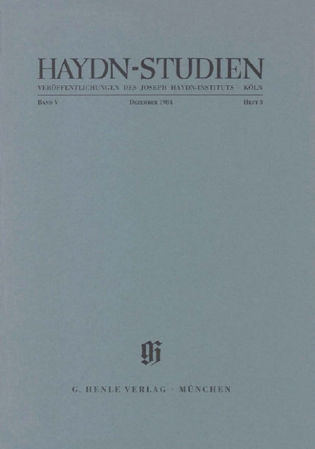 Haydn-Studien, vol. 5, no. 3 (December 1984)