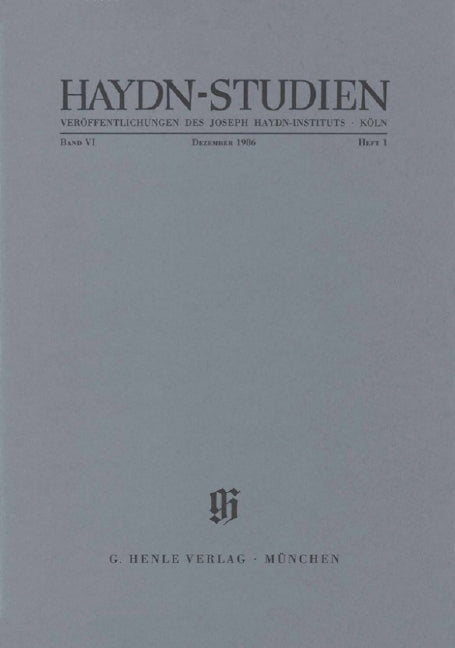 Haydn-Studien, vol. 6, no. 1 (December 1986)