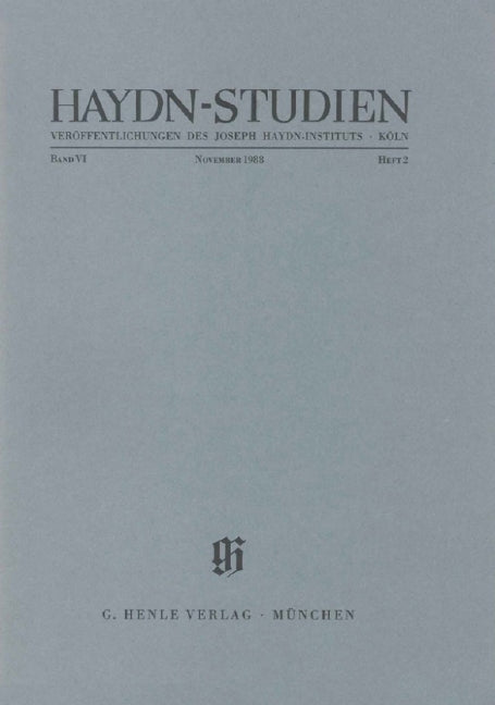 Haydn-Studien, vol. 6, no. 2 (November 1988)