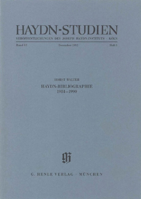 Haydn-Studien, vol. 6, no. 3 (December 1992)