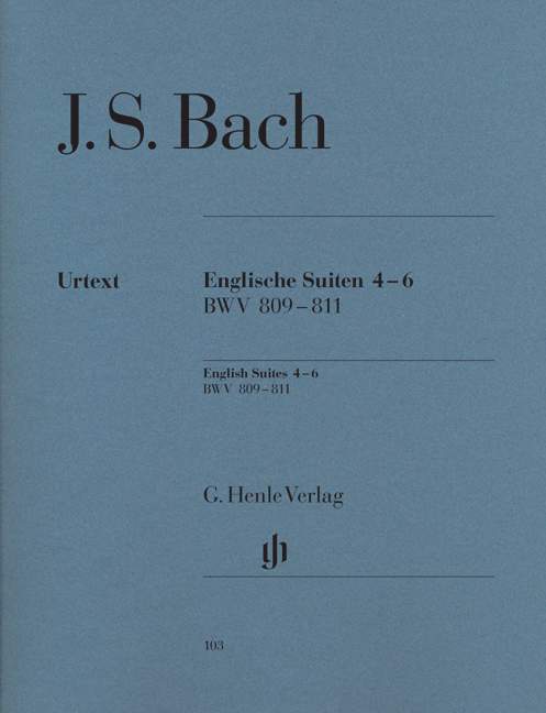 Englische Suiten = English Suites 4-6 BWV 809-811（運指あり・ソフトカバー）