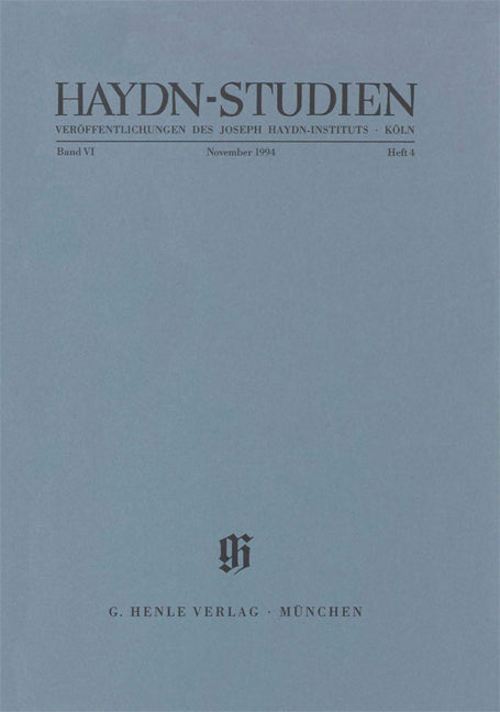 Haydn-Studien, vol. 6, no. 4 (November 1994)