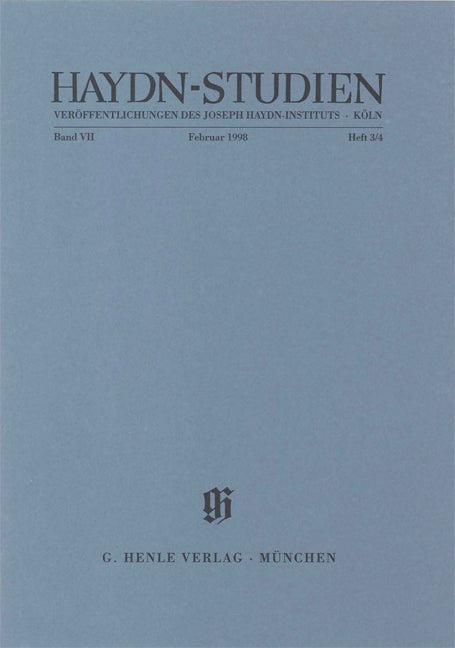 Haydn-Studien, vol. 7, no. 3-4 (February 1998)