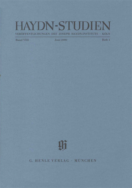 Haydn-Studien, vol. 8, no. 1 (June 2000)