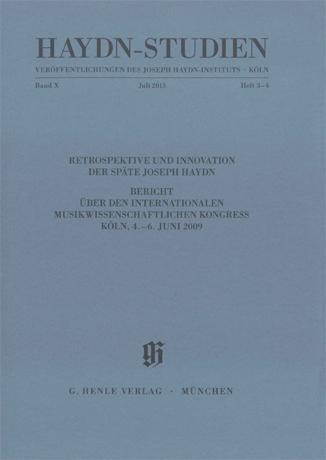 Retrospektive und Innovation. Der späte Joseph Haydn., vol. X, Book 3/4