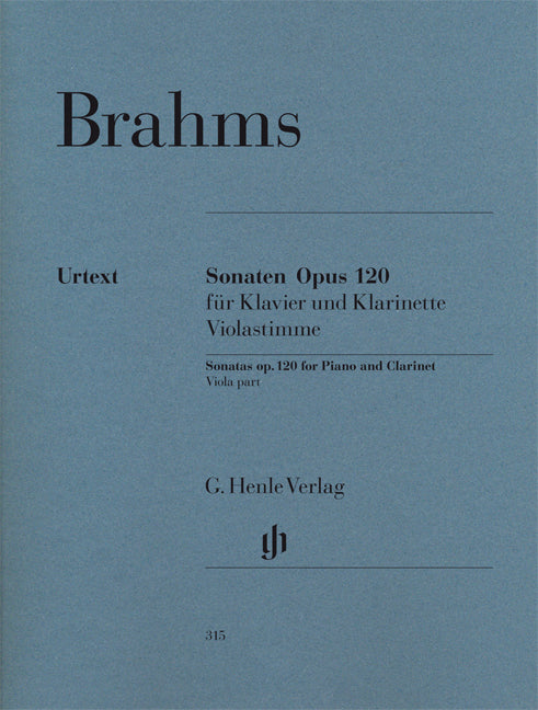 Clarinet Sonatas, Op. 120, no. 1 & 2（ヴィオラ版、ヴィオラ・パートのみ）