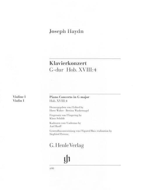 Piano Concerto (Harpsichord) G major Hob. XVIII:4 [Violin 1 part]