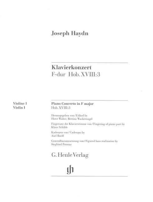 Piano Concerto (Harpsichord) F major Hob. XVIII:3 [Violin 1 part]