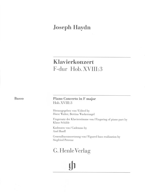 Piano Concerto (Harpsichord) F major Hob. XVIII:3 [Basso part]