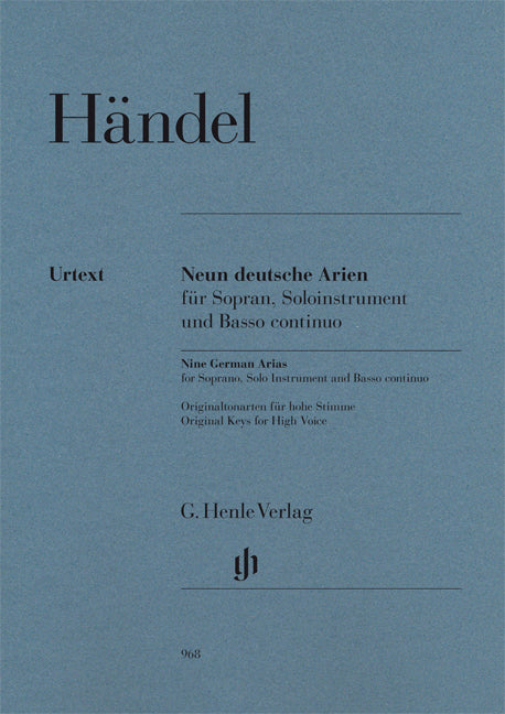 Neun deutsche Arien für Sopran, Soloinstrument und Basso continuo