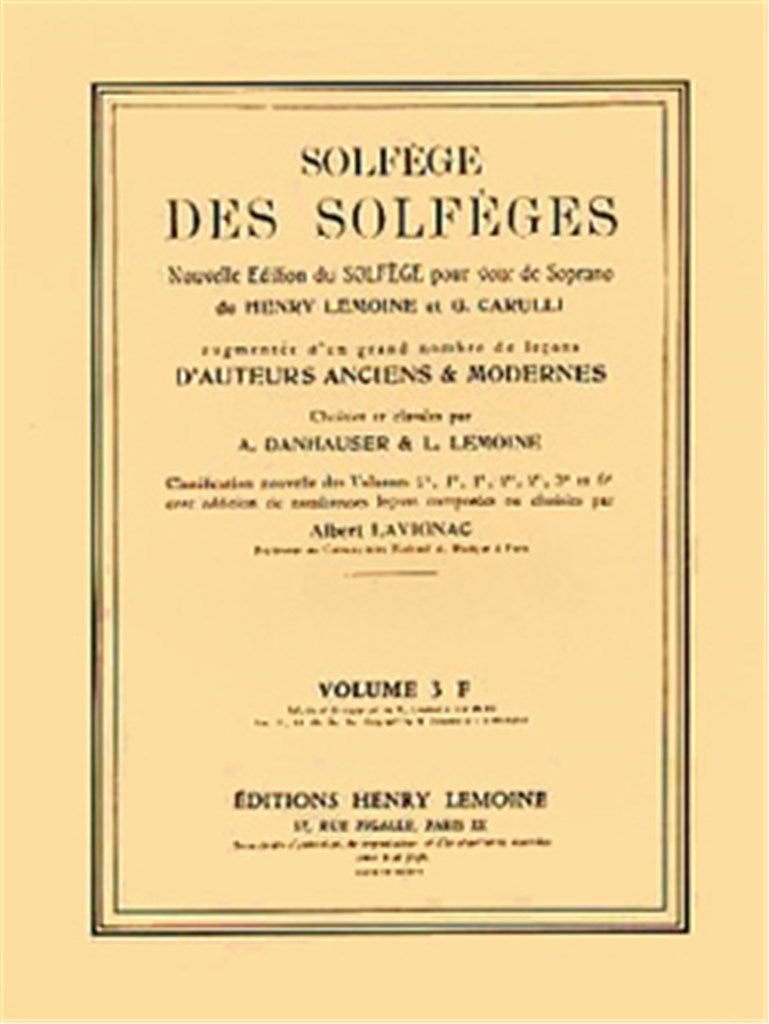 Solfège des Solfèges, Vol. 3F avec accompagnement